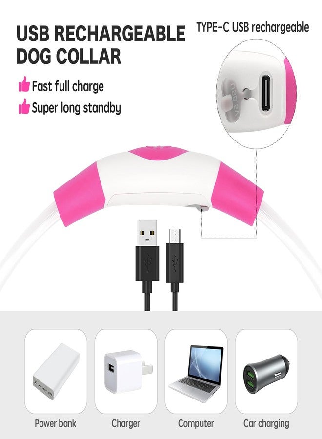 BSEEN Light Up Dog Collar - Rechargeable LED Dog Collar - Waterproof TPU Cuttable Glowing Pet Collar for Small Dogs& Cats - Safety Dog Lights for Night Walking (XS- Pink 40cm) - Image 3